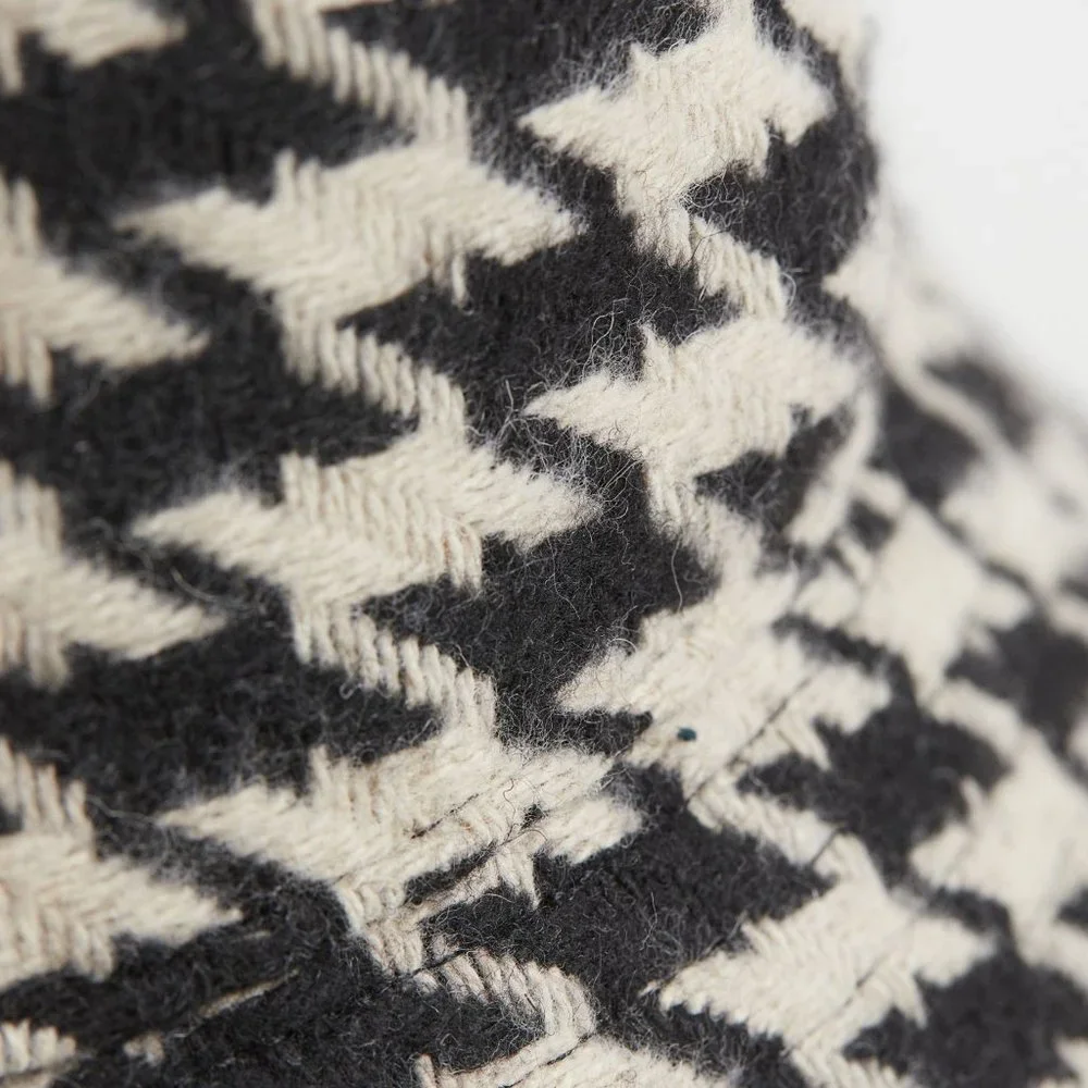 H&M Black Houndstooth-Patterned Bucket Hat Sz Small